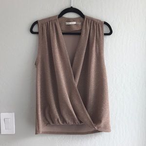 Alice + Olivia Lilah Cross Over Blouse S